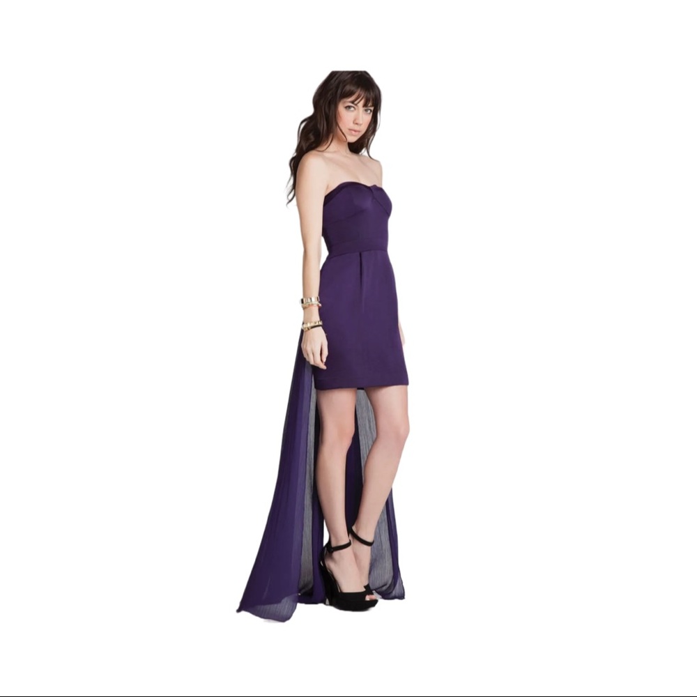 Bcbgeneration Strapless Skirt Tail High Low Amethyst cocktail